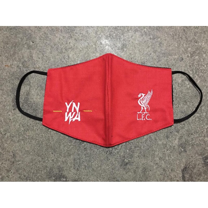 Masker Bordir Bola Liverpool Kain Katun 3 Ply