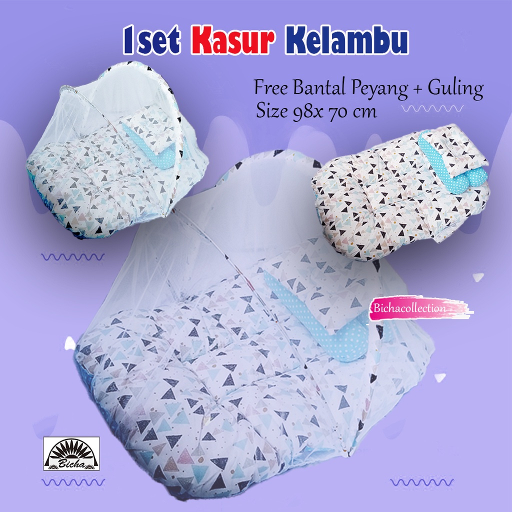 set Kasur Kelambu Bayi FREE Bantal Guling Premium Kasur Lipat Kelambu