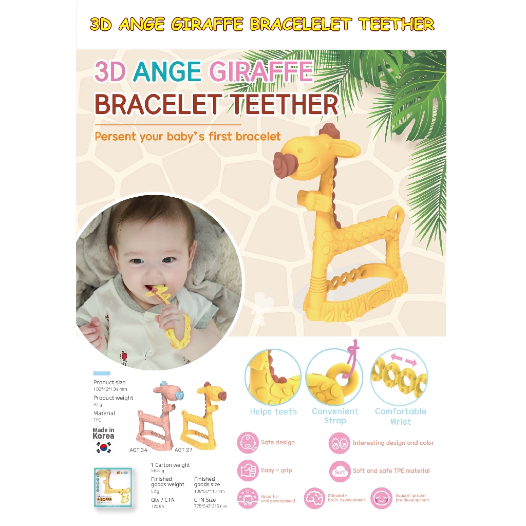 TEET71 GIGITAN BAYI ANGE 3D ANGE GIRAFFE BRACELET TEETHER