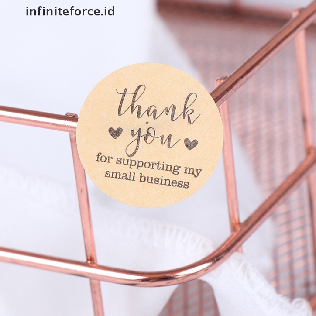 Infiniteforce.id 500pcs / Roll Stiker Label Bulat Tulisan Thank You Handmade