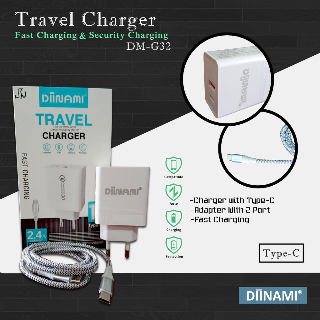 [RO ACC] DM-G32 DINAMI PD CHARGER 2.4A FAST CHARGING TYPE C TO TYPE C