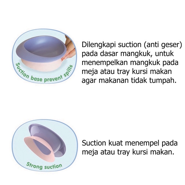 Baby safe suction bowl with spoon bs354 - mangkok bayi anti slip