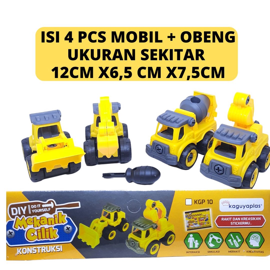 ISI 4 Mainan Anak DIY Assemble Truck Car Mobil Mobilan Truk Rakit Konstruksi Construction SNI KGP-10