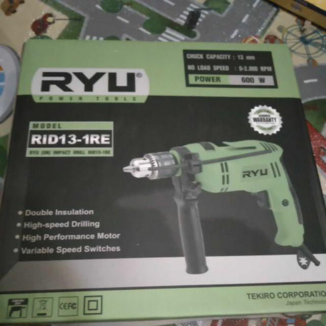 Ryu Impact Drill Mesin Bor Tangan Untuk Besi Kayu Tembok Bolak Balik 13 Mm Free Carbon Brush 1 Set