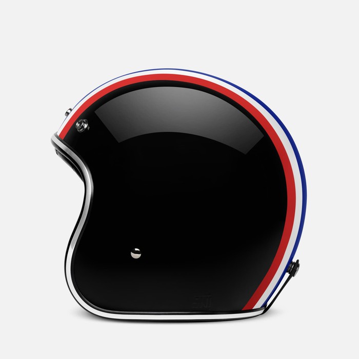 HELM RETRO ZULU ST GERMANY HITAM GLOSSY LIST CHROME II ( Bogo / Vespa / Klasik )