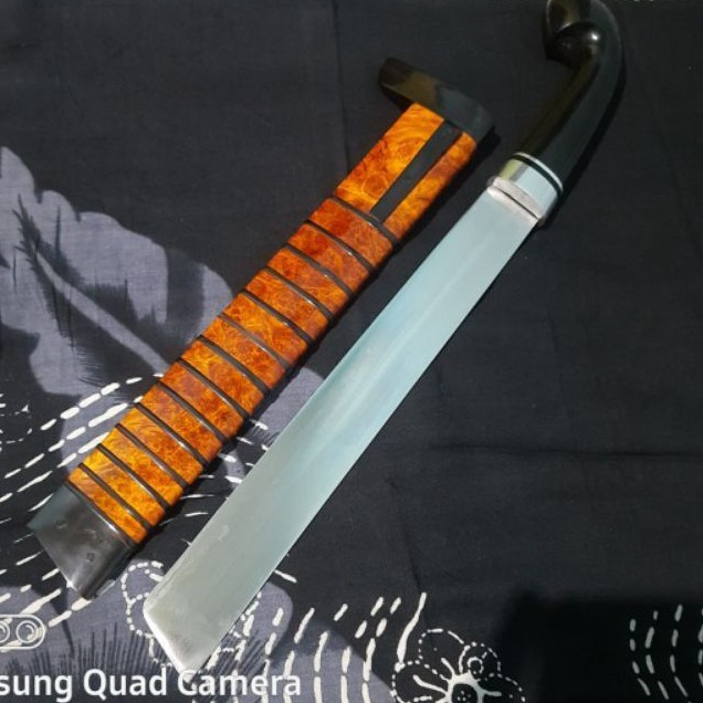 baja elmax steel kayu burl amboyna merah gagang tanduk sembelih sorenan