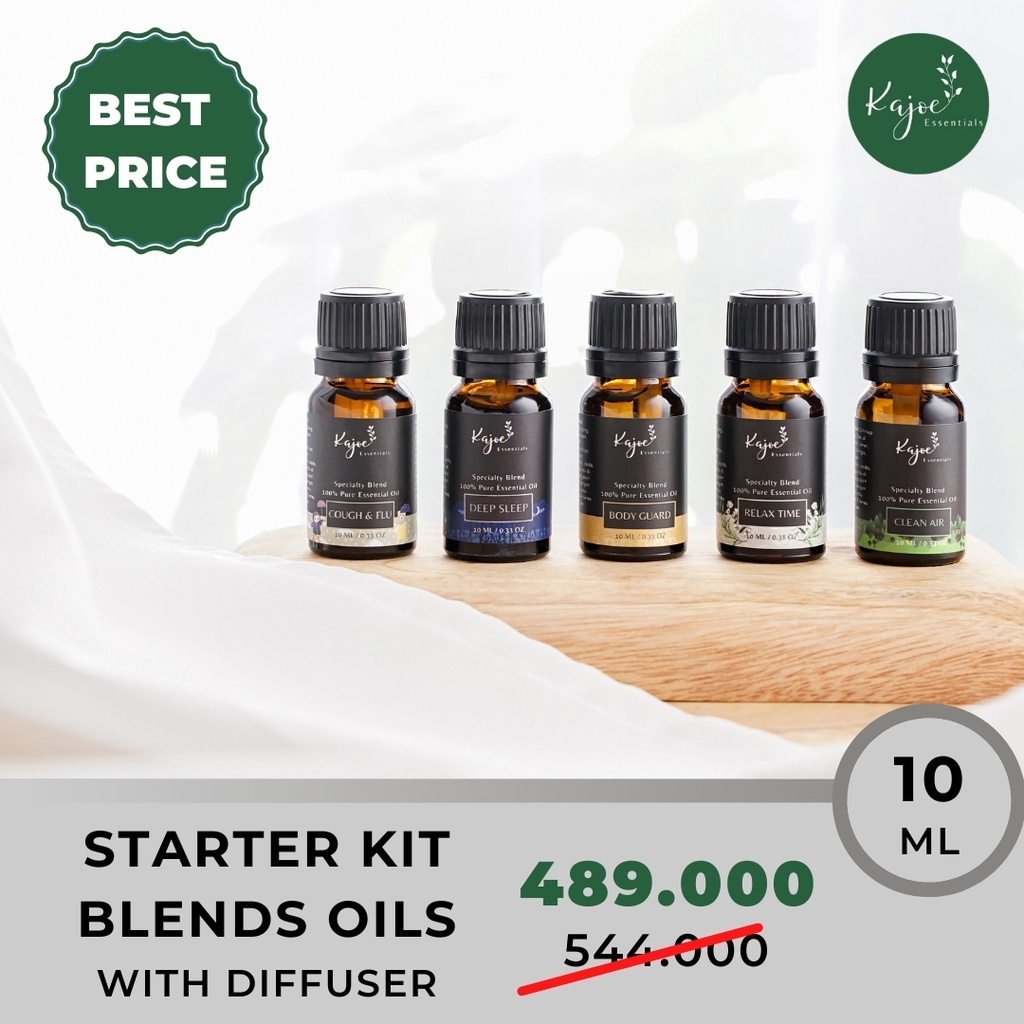 KAJOE STARTER KIT PAKET DIFFUSER ESSENTIAL OIL Minyak Esensial Atsiri Aromaterapi Aromatheraphy