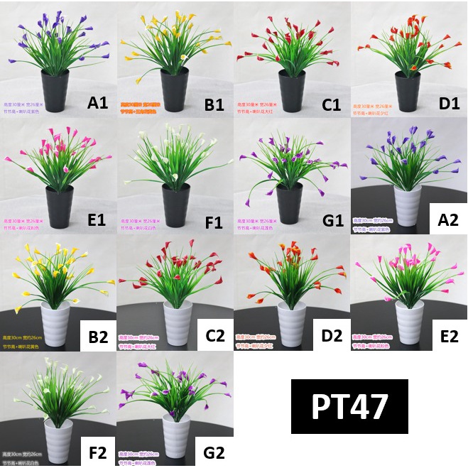 FYGALERYSURABAYA PT47 Pot Tanaman Hias Bunga Calla Lily Warna Bunga Plastik Dekorasi Ruangan Mini Artifisial Plant