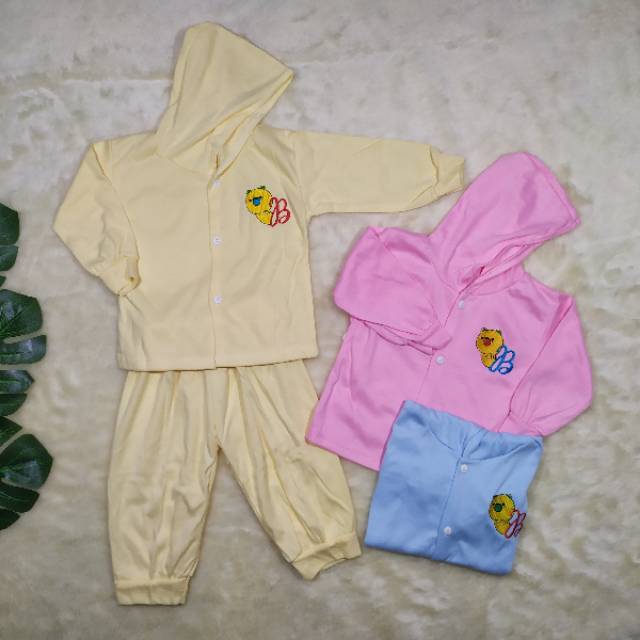 Ss#4004 Setelan Piyama berTopi size 0-6bulan / Baju Hoddie / Setelan Hoddie Bayi / Pakaian Bayi