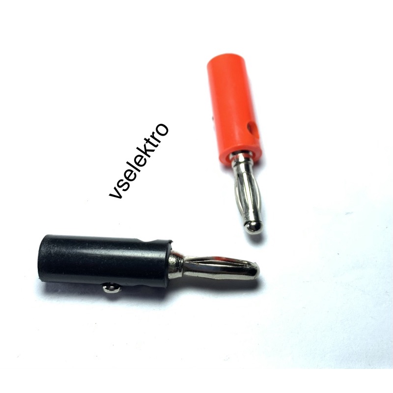 JACK JECK JEK BANANA MALE/BANANA JACK MALE JANTAN PLUG CONECTOR SPEAKER AUDIO 1 SET RED BLACK/JACK B