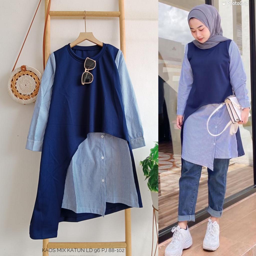 ATASAN TUNIK CANTIK KAOS MIX KATUN - TUNIK MODEL TERBARU