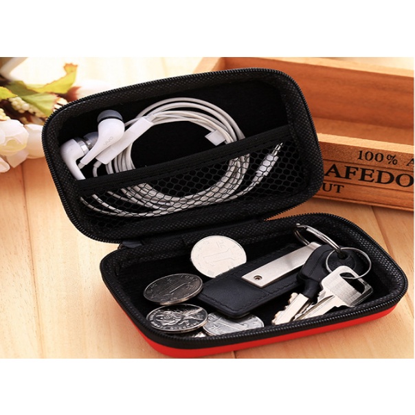 Dompet Headset Multifungsi Pouch Tempat Simpan Earphone kabel charger koin kunci tas kecil persegi panjang sarung hedset universal