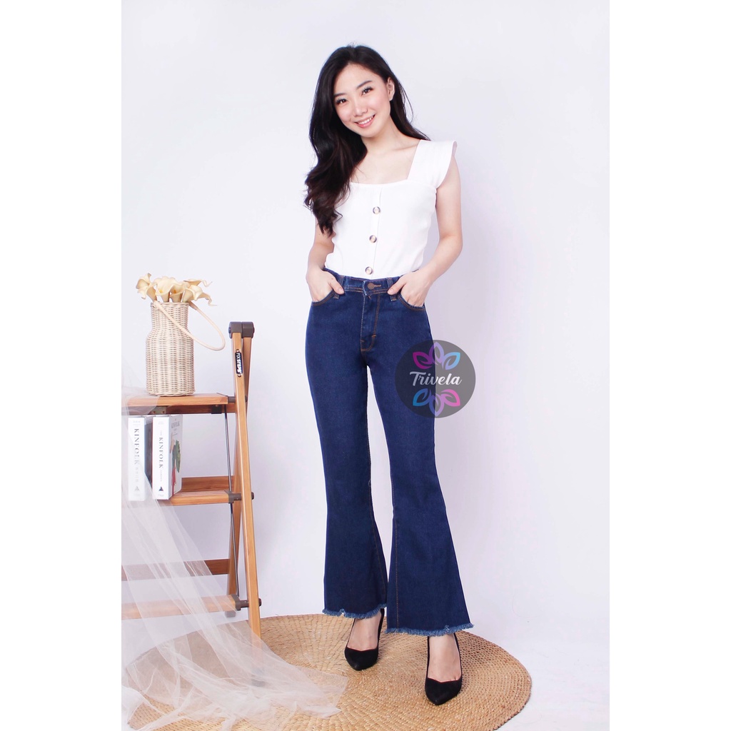 TRIVELA - Cutbray Jeans Rawis Tebal Non Stretch / Boyfriend Jeans Cutbray / Kulot Cutbray Tebal / JUBRE