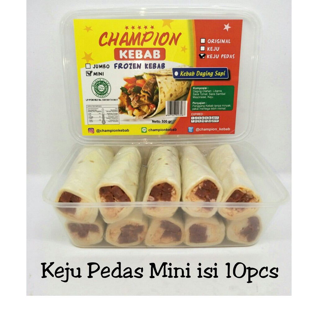 

KEBAB SAPI FROZEN KEJU PEDAS MINI ISI 10 PCS.