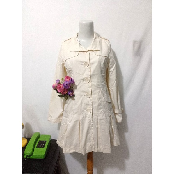 Olive long coat/ jacket putih / vintage jacket / hadiah / jacket Kawai