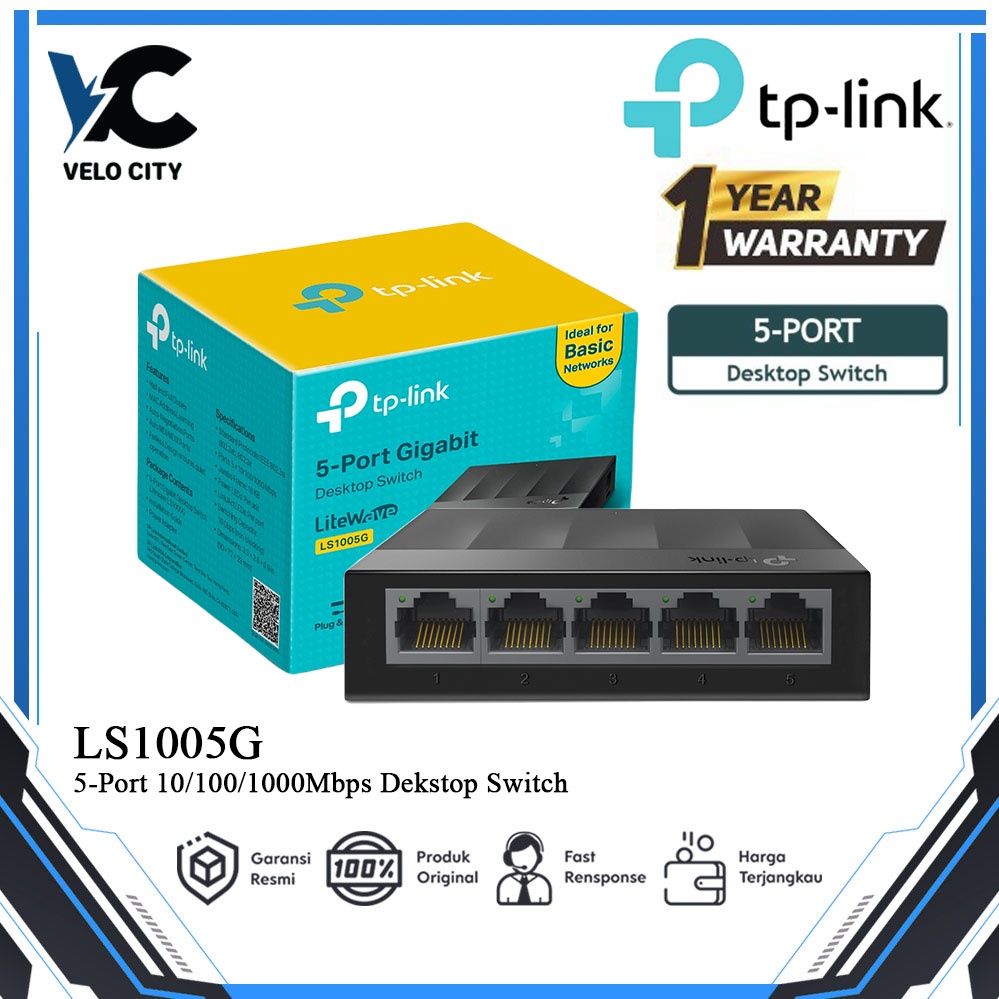 TP-LINK LS1005G 5-Port 10/100/1000Mbps Desktop Switch