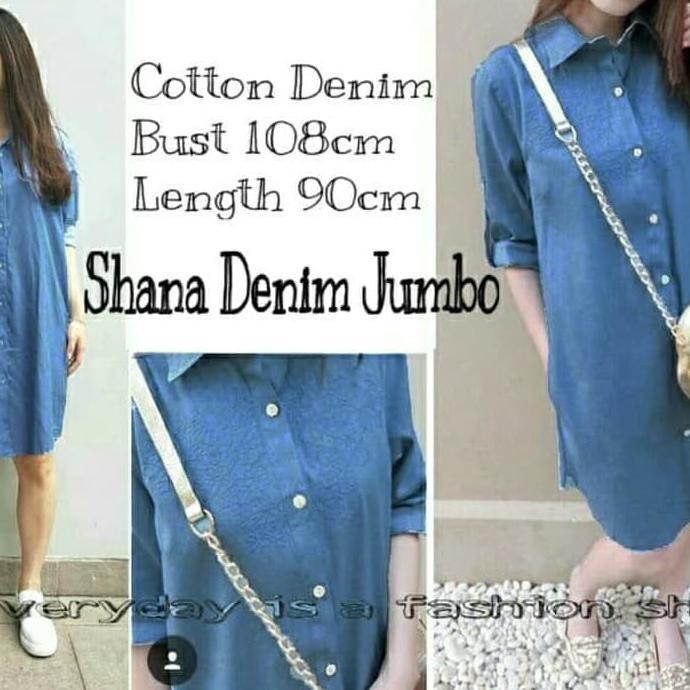 Terlarisss Top Hem Long Denim Syanaz - Biru