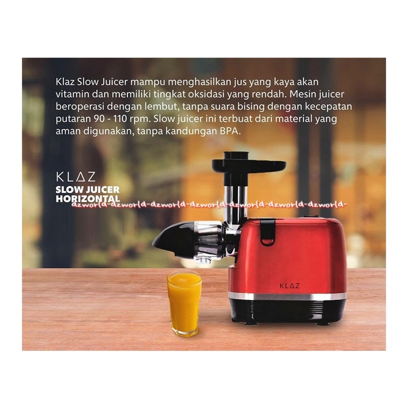 Klaz Slow Juicer Alat Mesin Pembuat Juice Buah Red Alat Mesin Jus Buah Klas