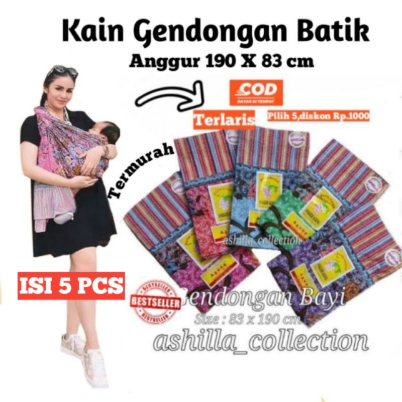 ISI 5PCS KAIN GENDONGAN BAYI JARIK GENDONGAN BAYI SELENDANG JARIK GENDONG MERK