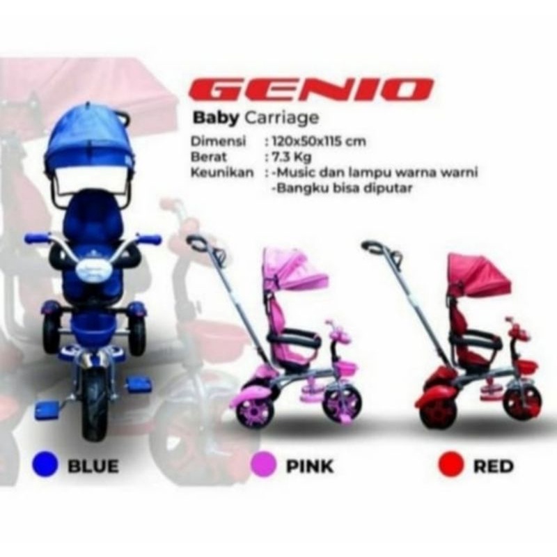 Sepeda Anak Roda 3 GENIO (ready biru dan merah)
