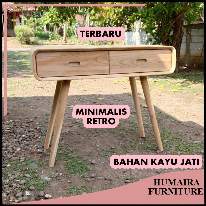 Meja Hias Minimalis Modern Model Retro Bahan Kayu Jati Cocok Untuk Meja Dinding [TERBARU]