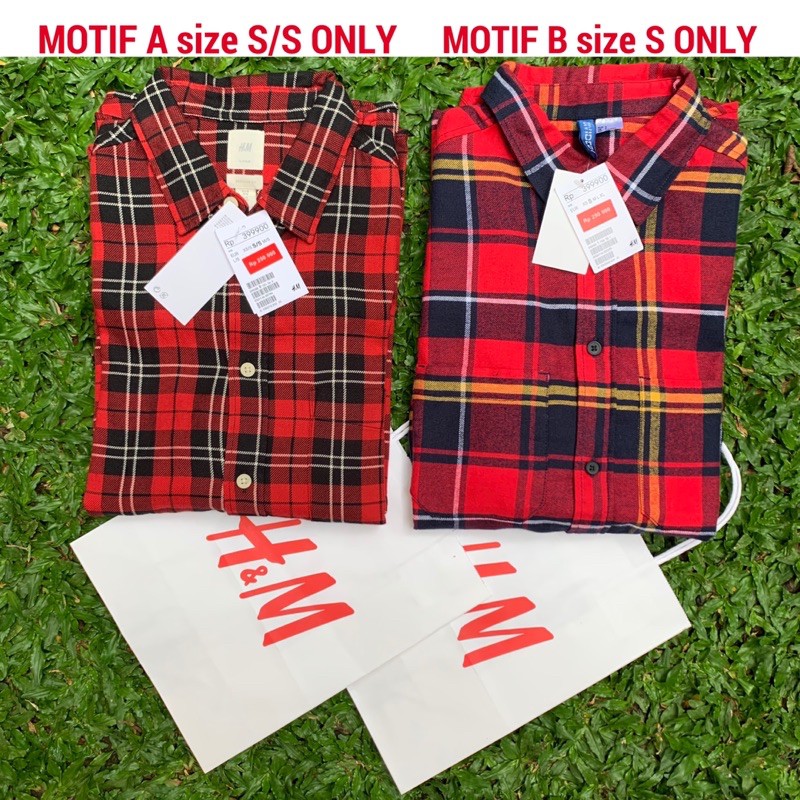 KEMEJA FLANNEL COTTON REGULAR FIT SHIRT L.O.G.G H&M HnM ORIGINAL