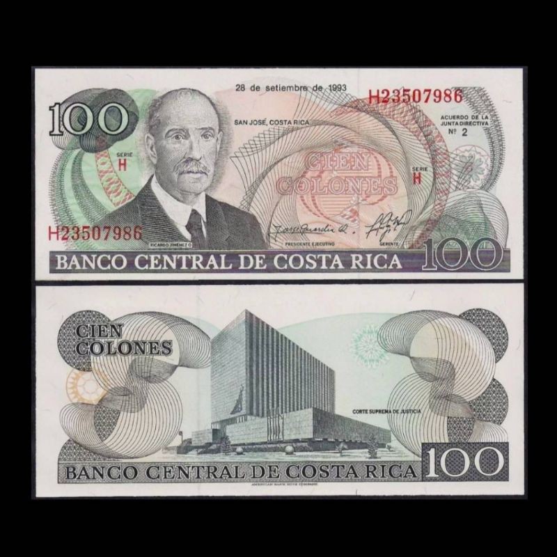 UANG COSTA RICA 100 COLONES 1993 UNC RICARDO JIMENEZ O