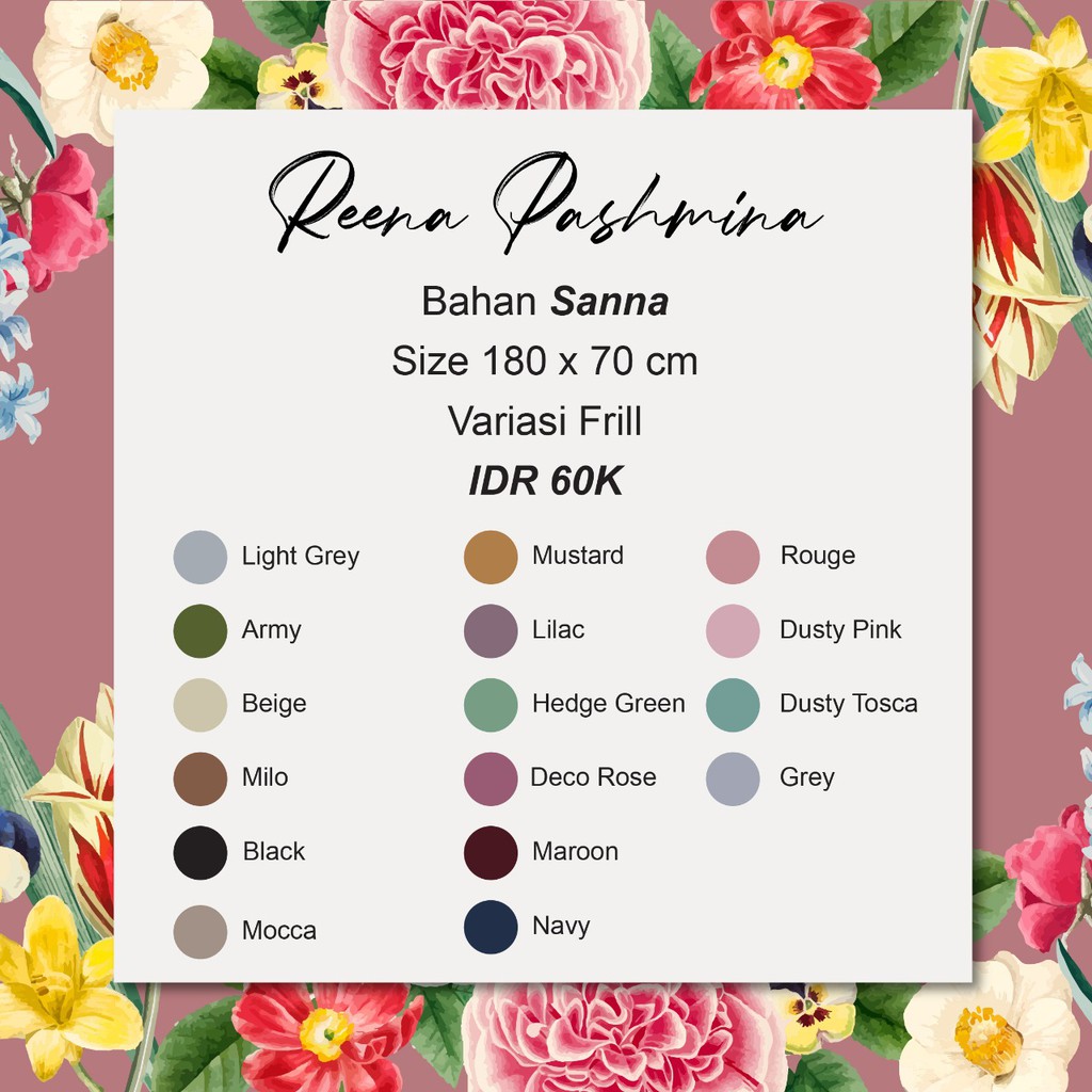 Nibras Hijab Reena Pashmina Bahan Sanna Jilbab Pashmina Rample Polos Syari