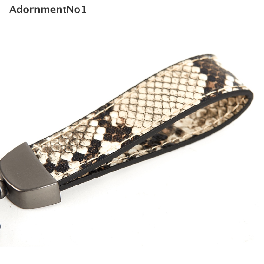 (AdornmentNo1) Gantungan Kunci Tali Lanyard Kulit Asli Motif Zebra / Leopard / Ular Untuk Pria / Wanita