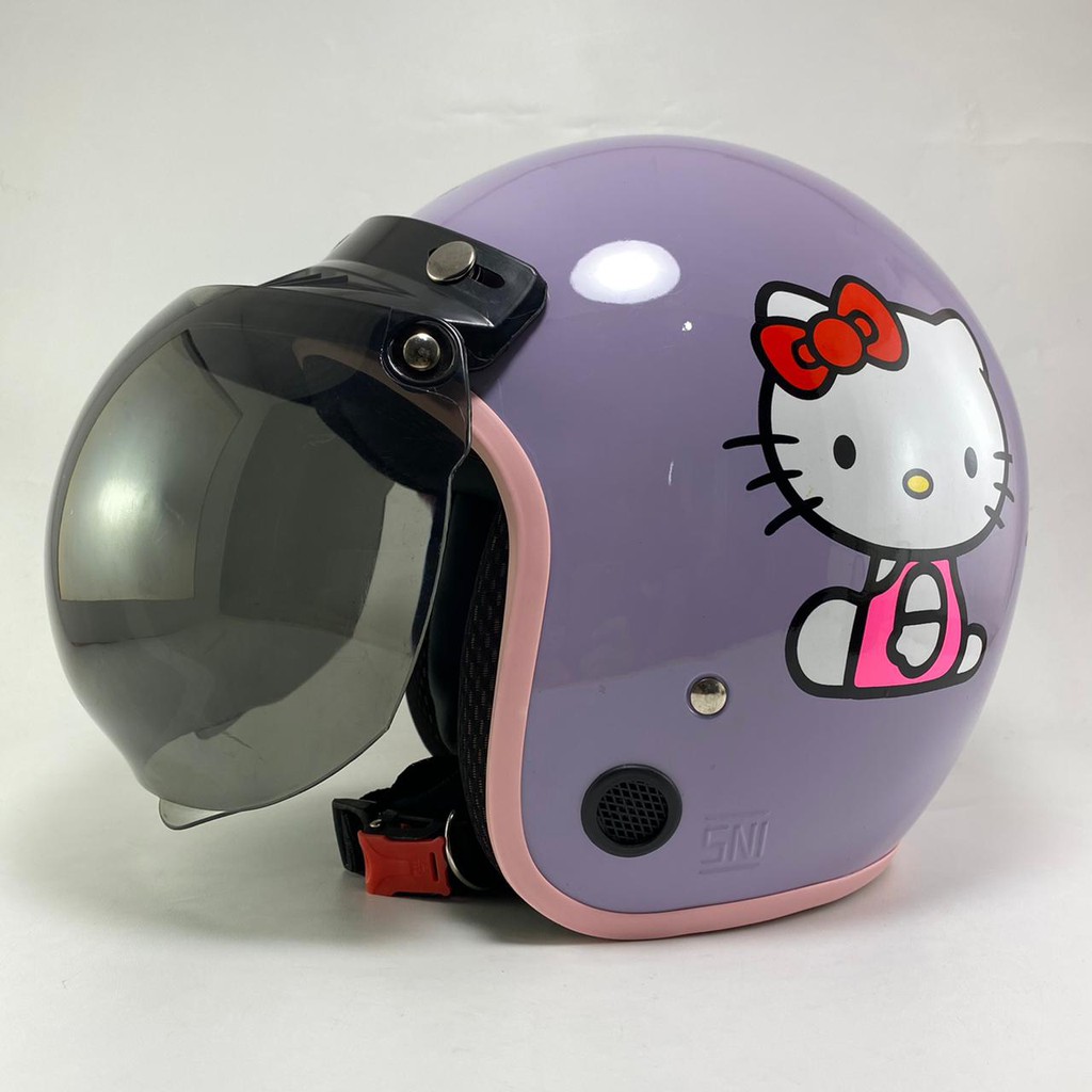 Helm Bogo Dewasa Kekinian Wanita Warna Pastel Lilac Helem Motor Sni Motif Viral Cod Kaca Cembung