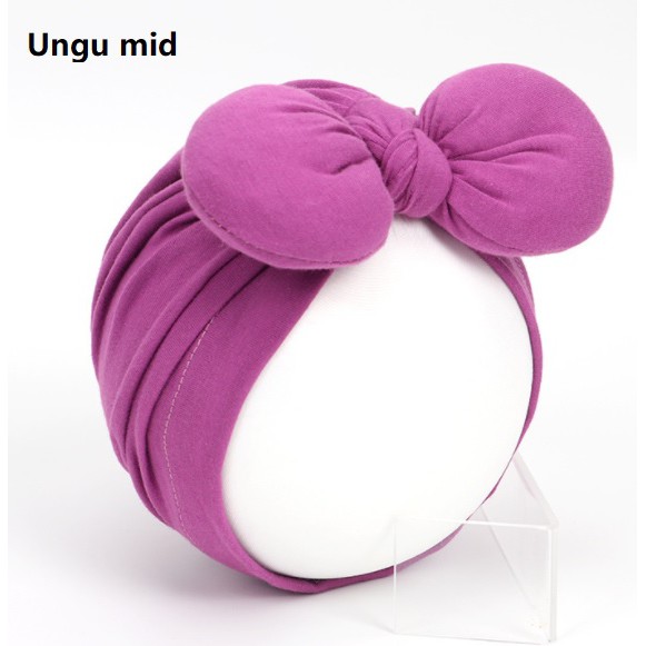 Turban bayi / topi turban anak import motif pita 3D bulat