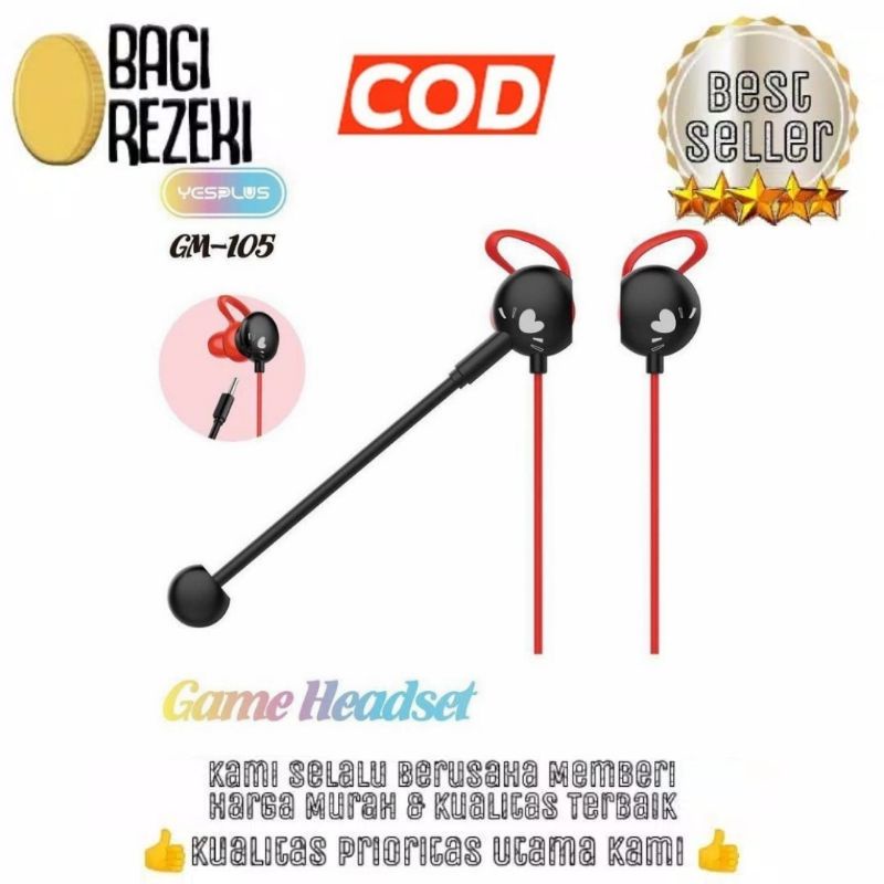 YESPLUS GM-105 Headset Gaming Pure Sound In Bass Earphone Games
