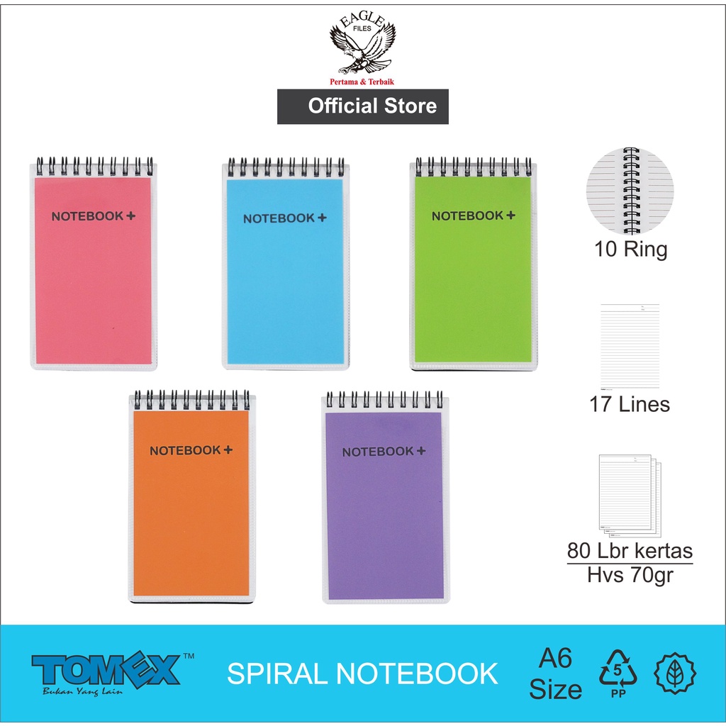 EAGLE Notebook Spiral A6 Motif NOTEBOOK+ / Buku Tulis Spiral / Notes Spiral / Spiral Notebook