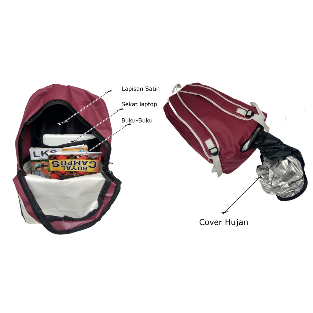 Tas Sekolah anak Free Cover Hujan /Taskuliah/taspunggung/ tasanak/ tasmurah/ tassekolah
