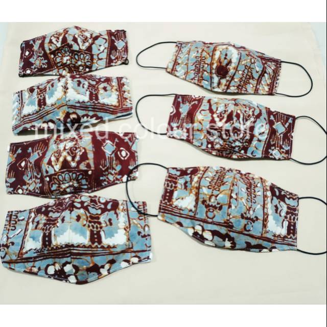 Masker Kain motif batik, bahan katun adem