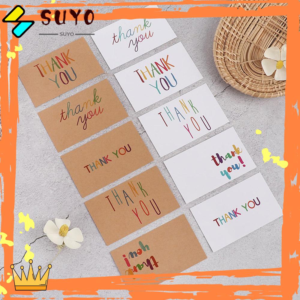 Suyo 30PCS Kartu Ucapan Terima Kasih Bahan Kertas Kraft Warna Putih Untuk Pesta Pernikahan