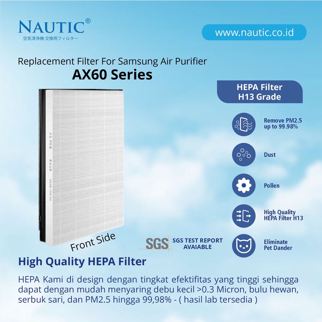 NAUTIC - Compatible Hepa Filter samsung CFX-D100/GB / AX60 atau AX60R5080WD