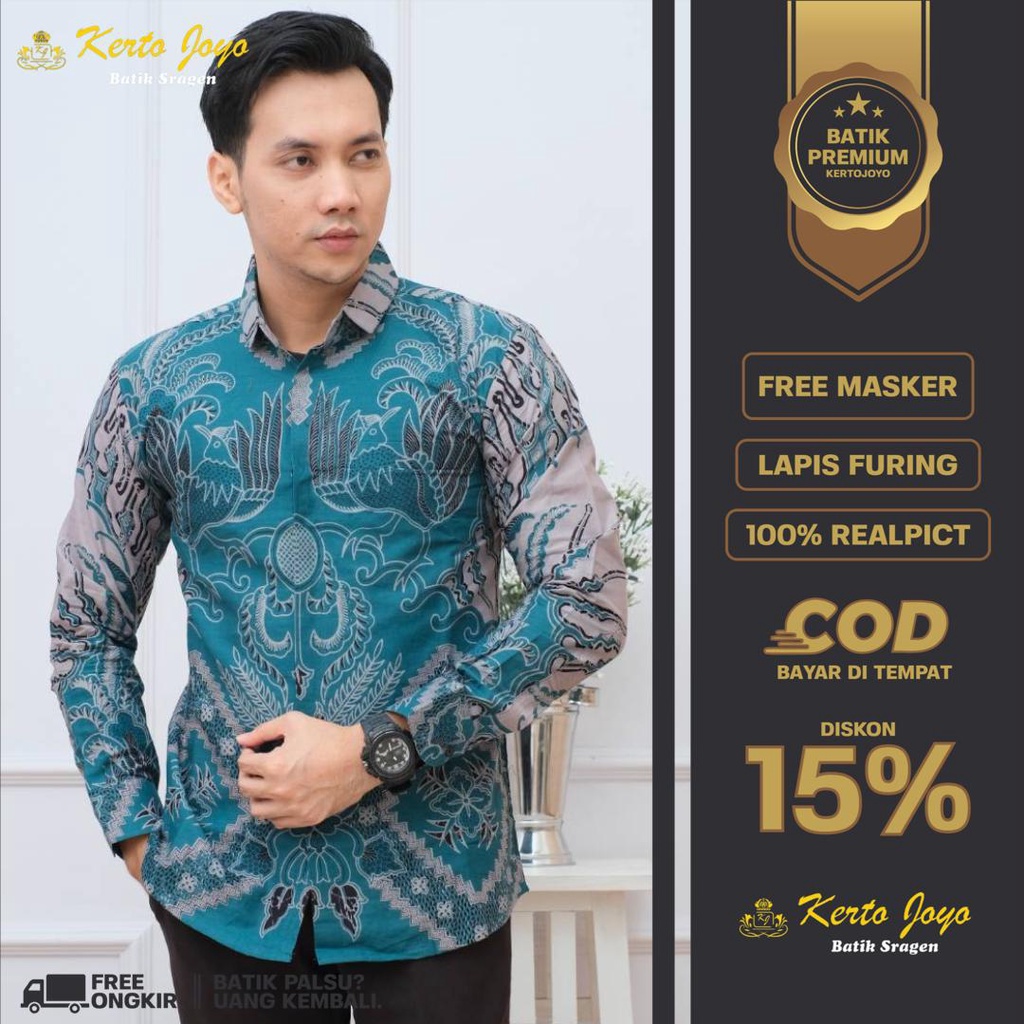 BATIK SOLO PREMIUM PRIA MOTIF KOMBINASI LENGAN PANJANG SLIMFIT LAPIS FURING KATUN Batik Slimfit Baju Batik pria modern slimfit Batik Pria Lengan Panjang slim fit baju batik pria premium seragam batik solo