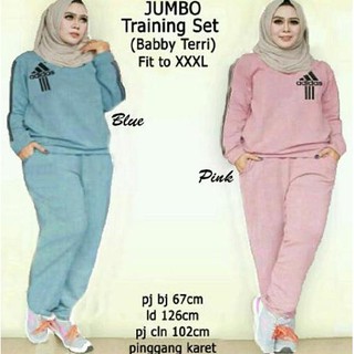 Stelan Muslim Jumbo Baju Olahraga Muslimah Bigsize Baju ...