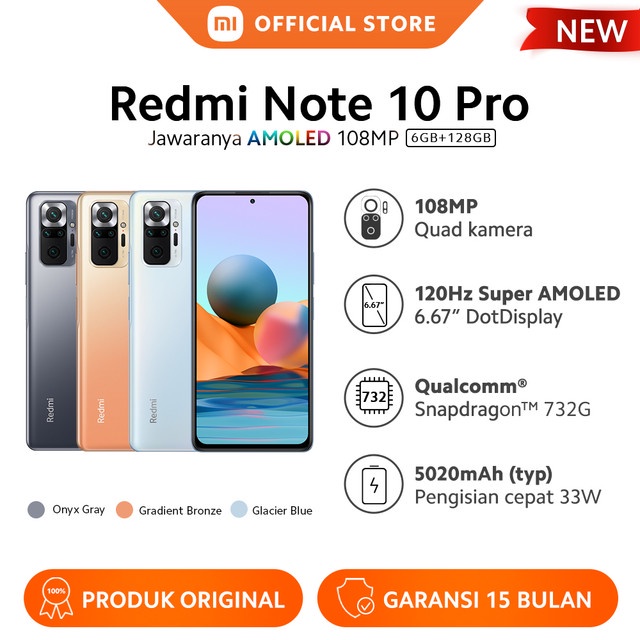Xiaomi Redmi Note 10 Pro (6GB+128GB)  AMOLED 6.67