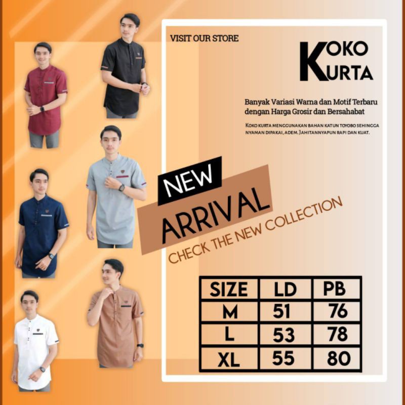 baju koko pria dewasa lengan pendek koko pakistan