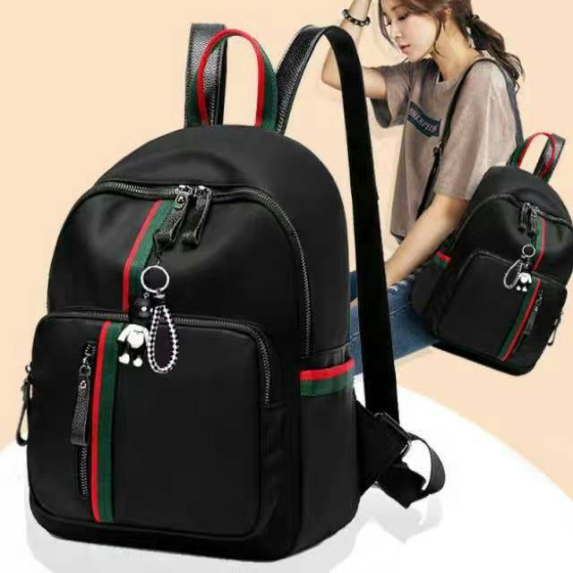 Tas Ransel Anti Air Backpack Wanita Hitam Motif Likethis Korea Kuliah Sekolah Kerja TA126B5 STEIN