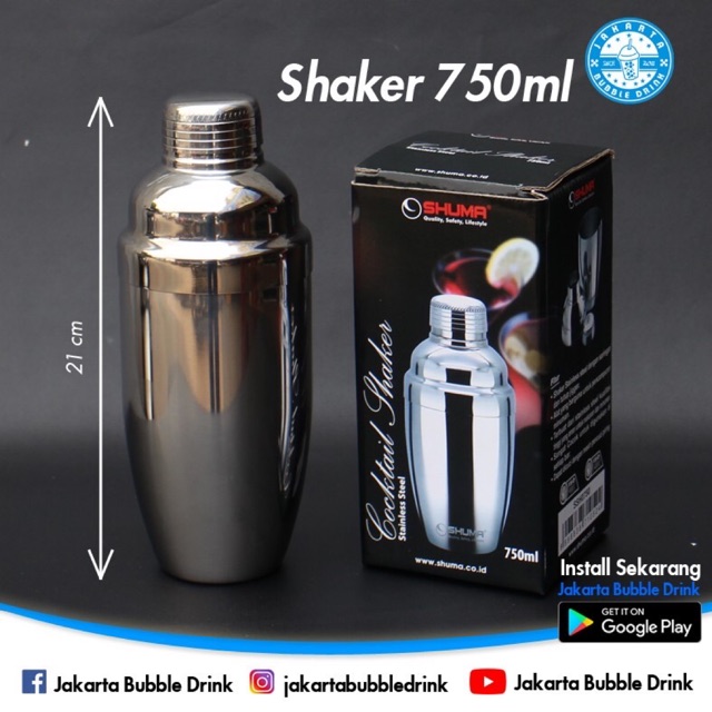 

COCKTAIL SHAKER STAINLESS STEEL SHUMA 750ML / PENGOCOK MINUMAN