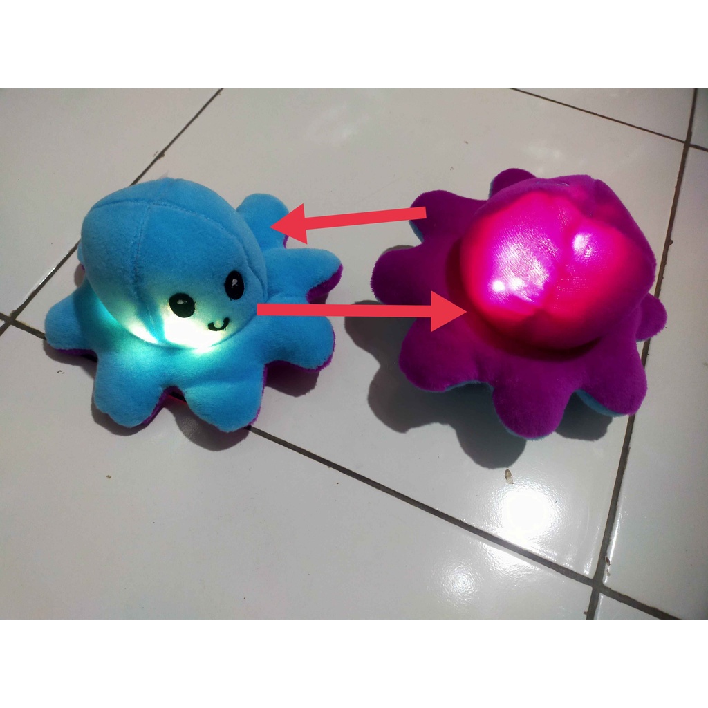 Boneka Gurita Octopus Bolak - Balik Dua Sisi Reversible MENYALA