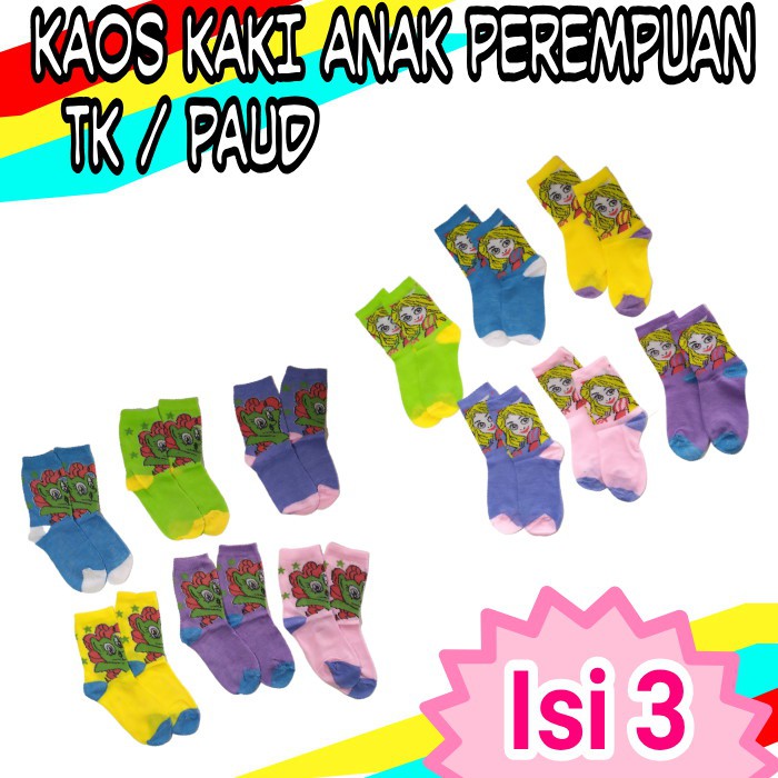 [3 PASANG] Kaos Kaki Anak TK Varian Laki dan perempuan | Kaos Kaki Anak