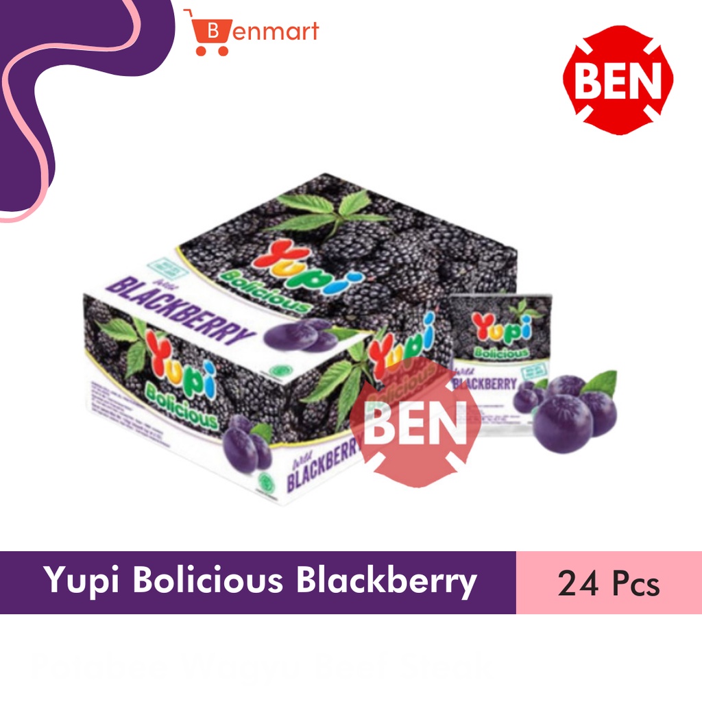 

Yupi Bolicious Blackberry 1 Pak Box 24 Pcs - Permen Wild Black Berry