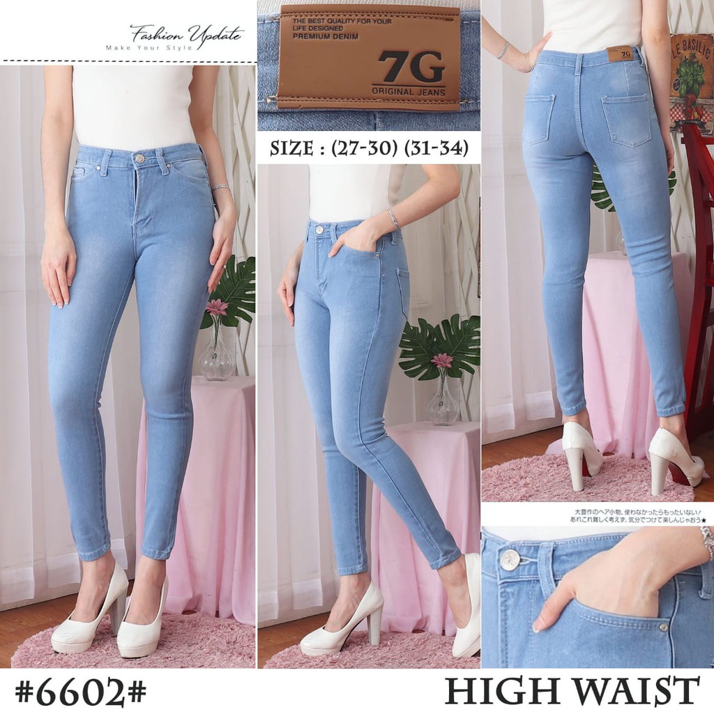 7C-G CELANA JEANS PREMIUM HIGHWAIST/ PINGGANG TINGGI /BIG SIZE /6 VARIANT COLOUR /27 - 34