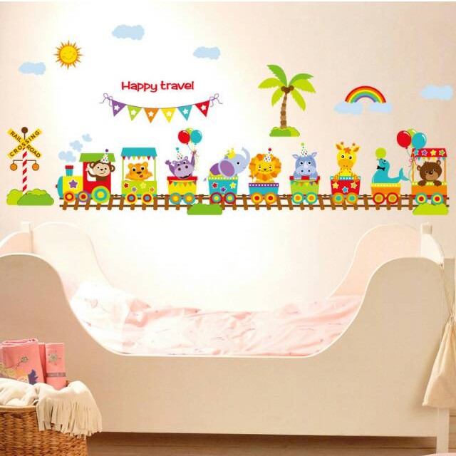 RELIZA WALLSTICKER KERETA ANAK CUTE ANIMAS TRAIN SK9011 WALL STICKER / STIKER DINDING