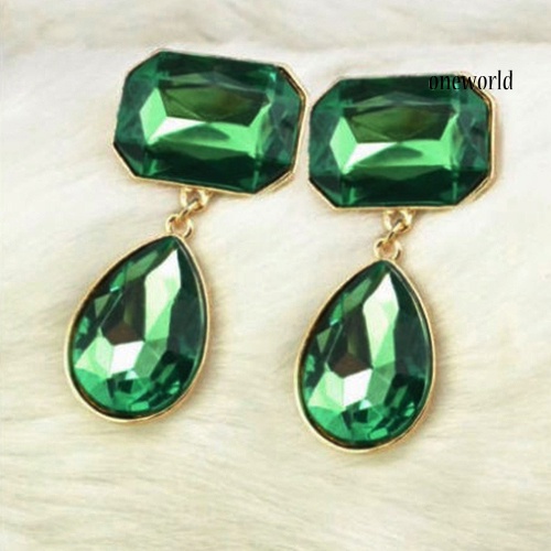 OW@ Luxury Women's Teardrop Acrylic Gemstone Ear Stud Statement Earring Jewelry