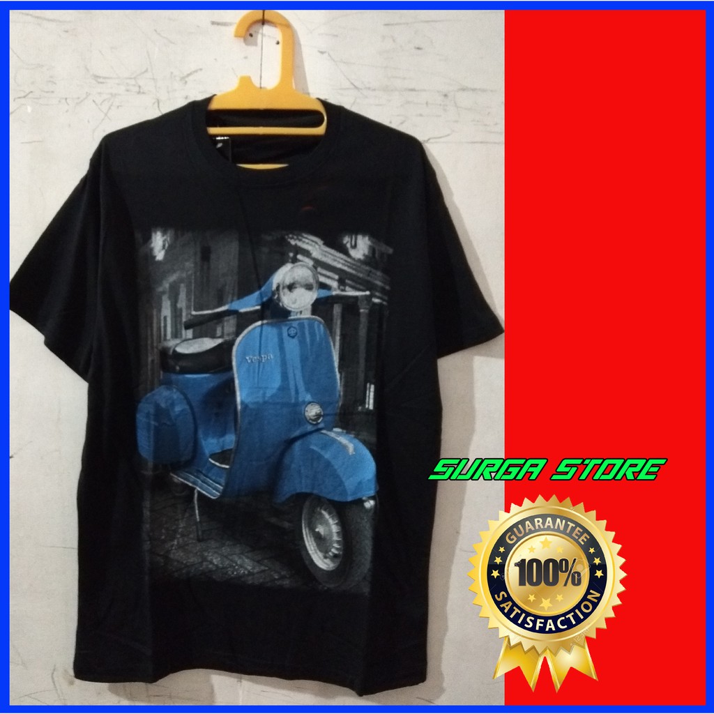 Kaos Distro Baju Murah Motor Drag Racing Balapan VESPA Biru
